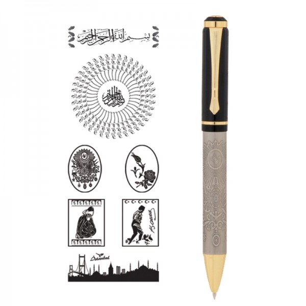 PS-22280 661-T 41 Besmele Kabartma Figürlü Metal Tükenmez Kalem