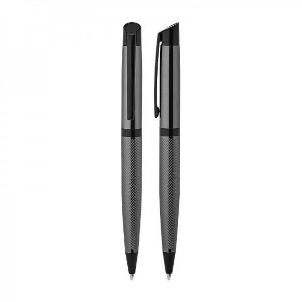 PS-23074 1111-T Füme-Siyah Klips Metal Tükenmez Kalem