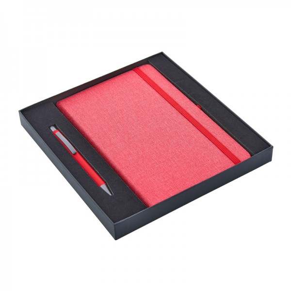 PS-23230 932-K Kırmızı Hediyelik Set - 13X21 Not Defteri Metal Tükenmez Kalem