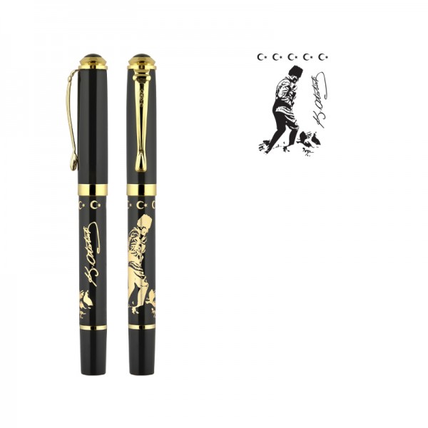 PS-20838 685-R Ata Kabartma Figürlü Metal Roller Kalem