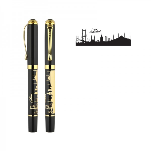 PS-20842 685-R İstanbul Kabartma Figürlü Metal Roller Kalem