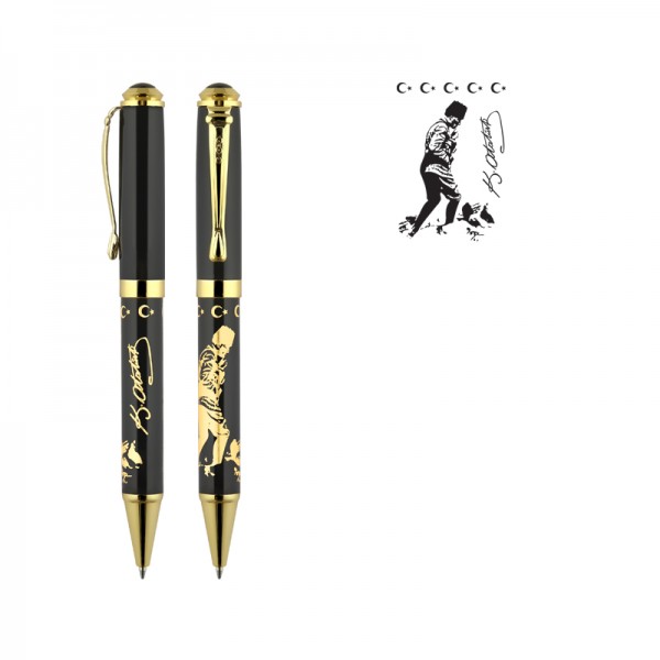PS-20846 685-T Ata Kabartma Figürlü Metal Tükenmez Kalem