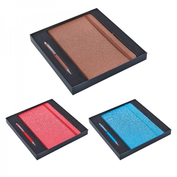PS-23230 932-K Kırmızı Hediyelik Set - 13X21 Not Defteri Metal Tükenmez Kalem