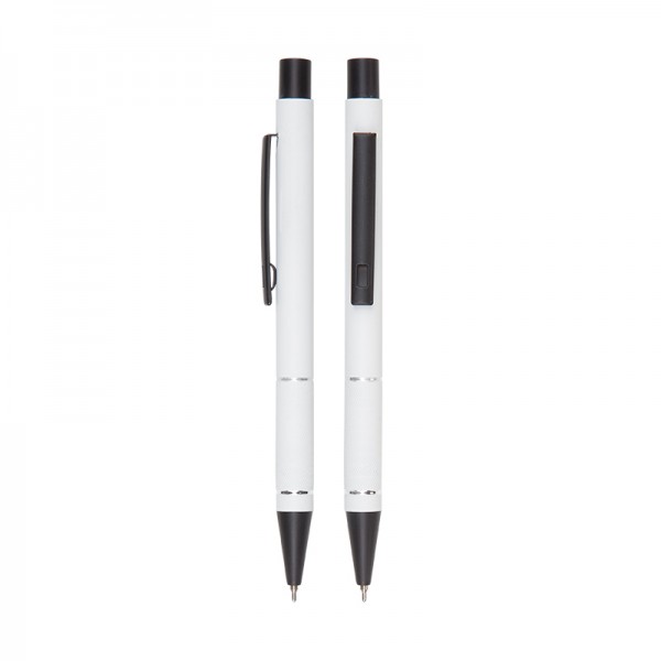 PS-18898 559 Beyaz Metal Tükenmez Kalem Süper Jel Refil