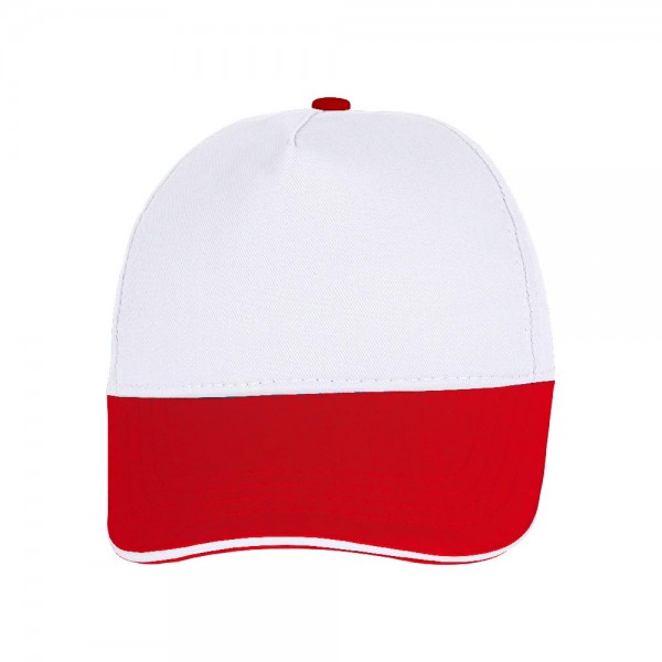 Ps-3074 Pomelo Beyaz-kirmizi Sandwich Si̇per Cotton şapka