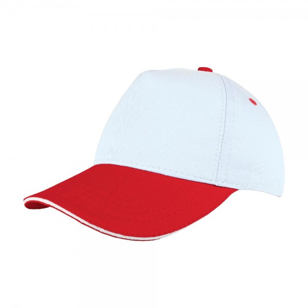 Ps-3074 Pomelo Beyaz-kirmizi Sandwich Si̇per Cotton şapka