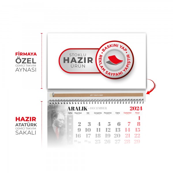 Ps-6930 Ala-16 3 Parça Spi̇ralli̇ Atatürk Gemi̇ci̇ Takvi̇mi̇