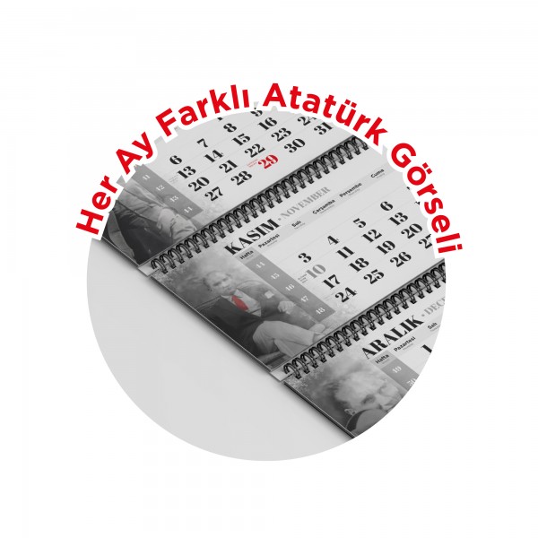 Ps-6930 Ala-16 3 Parça Spi̇ralli̇ Atatürk Gemi̇ci̇ Takvi̇mi̇