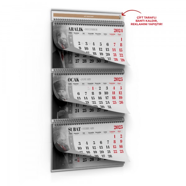 Ps-6930 Ala-16 3 Parça Spi̇ralli̇ Atatürk Gemi̇ci̇ Takvi̇mi̇