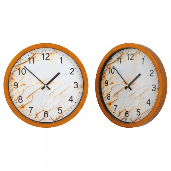 PS-28736 Sarı Eskitme Plastik Duvar Saati