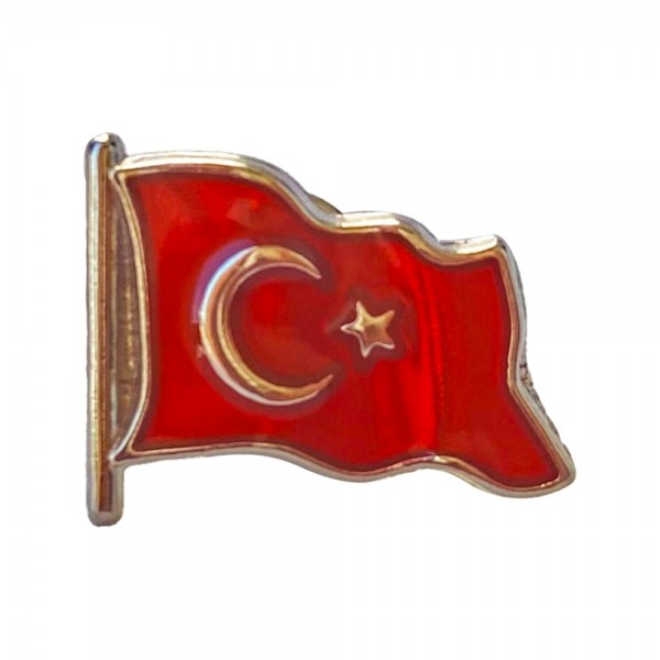 PS-30744 Türk Bayrağı Mineli Yaka Rozeti (İğneli)