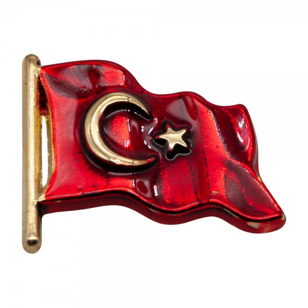 PS-30752 Türk Bayrağı Mineli Yaka Rozeti (İğneli)
