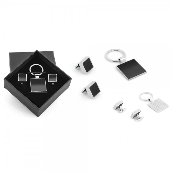 PS-22428 Kutulu Metal Anahtarlık Kol Düğmeli Set